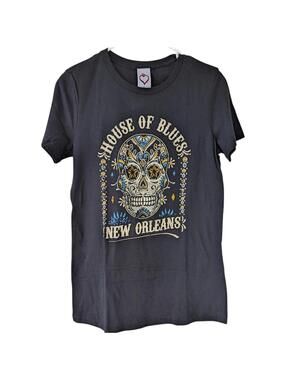 House of Blues Shirt XL New Orleans Voodoo Sugar Skull Women's Band Tee 18x28